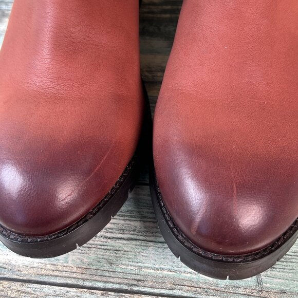 Earth Ankle Boot Womens 11M Brown Leather Zip Block Heel Casual Burnished Toe - Picture 8 of 12